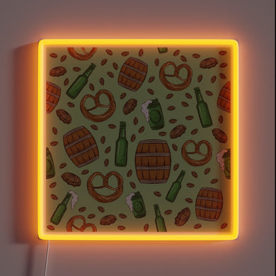 Colorful Neon Sign Celebrating German Tradition with Pretzel Love