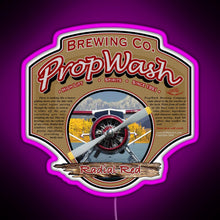 Charger l&#39;image dans la galerie, PropWash Brewing Co Radial Red DHC 2 Beaver Floatplane RGB neon sign  pink