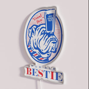 Neon pub decor, colorful Bestie theme bar LED lighting accents