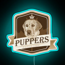 Charger l&#39;image dans la galerie, Puppers Officially Wayne s favourite beer RGB neon sign lightblue 