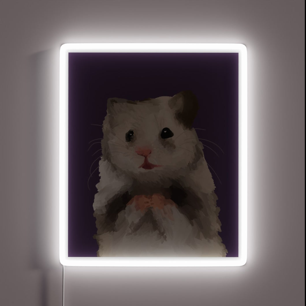 Brighten up your space with this purple hamster neon fun