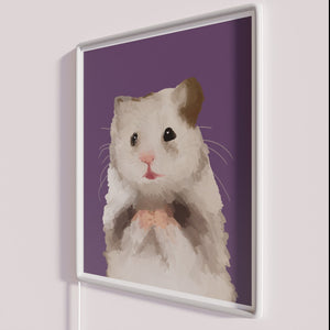 Vibrant purple hamster LED neon sign for colorful home decor lovers.