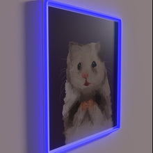 Charger l&#39;image dans la galerie, Vibrant purple hamster illuminated in full color LED neon lighting.
