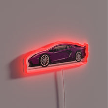 Charger l&#39;image dans la galerie, Purple Lamborghini inspired LED neon sign with colorful dynamic effects.