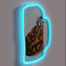 Charger l&#39;image dans la galerie, Gay friendly bar decor, colorful &#39;Queer for Beer&#39; LED sign.