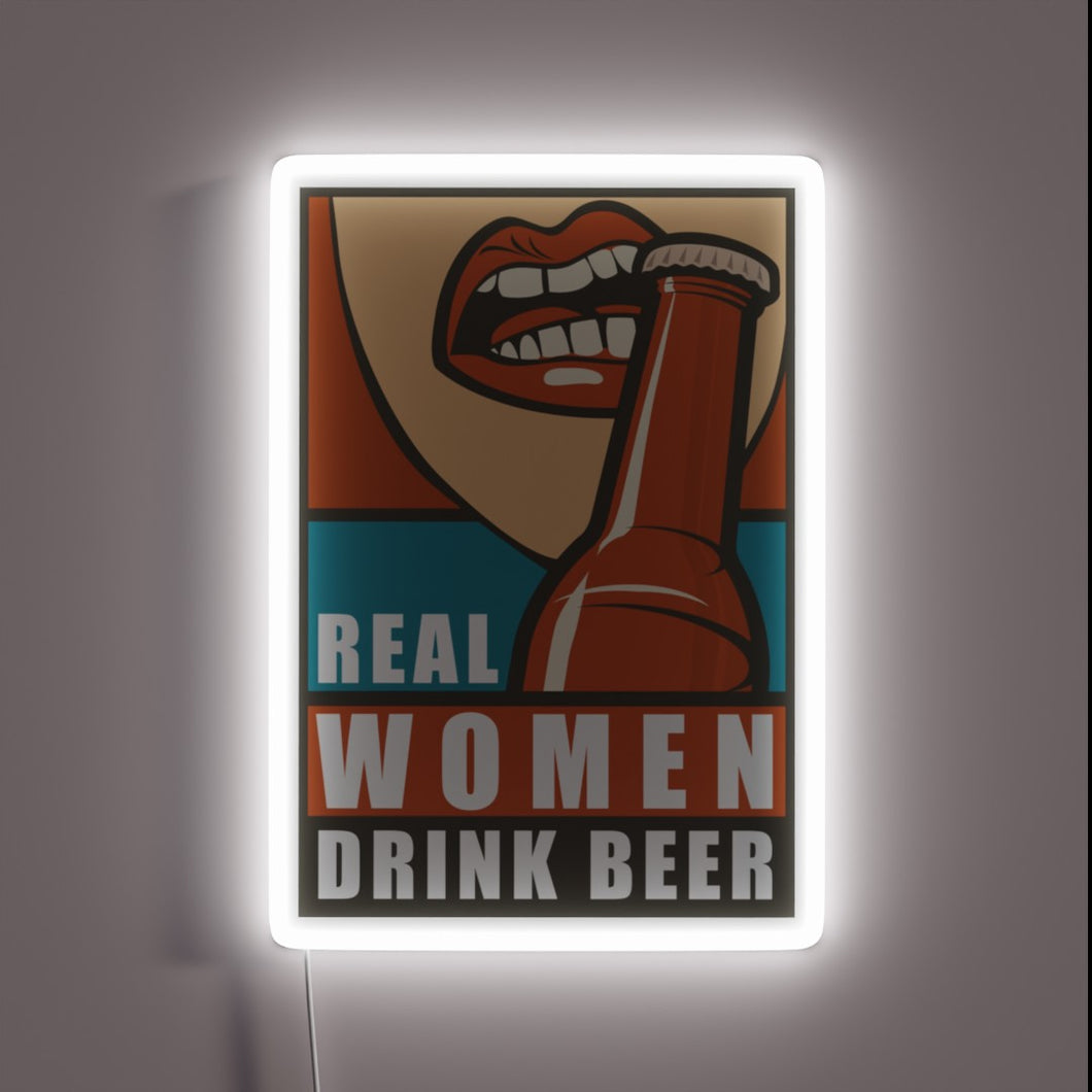 Boldly lit statement piece for the unapologetic beer lover woman.