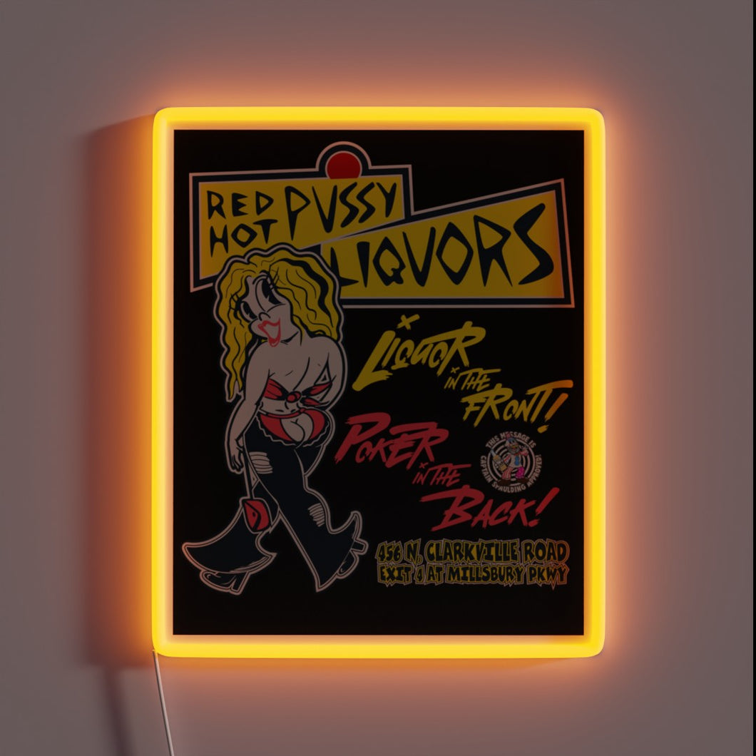 Vibrant RGB Neon Sign for Red Hot Pussy Liquors Bar Decor