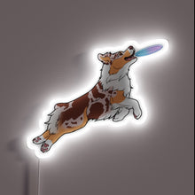 Charger l&#39;image dans la galerie, Vibrant Neon Sign Featuring Lively Red Merle Aussie Dog Silhouette