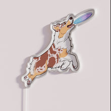 Charger l&#39;image dans la galerie, Vibrant Neon Sign Depicting Energetic Red Merle Australian Shepherd Playing Fetch.