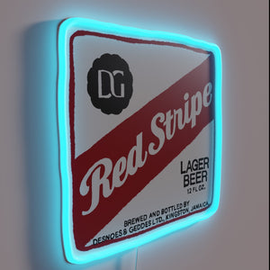 Elegant red stripe neon sign with transparent background and color
