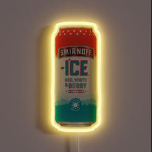 Charger l&#39;image dans la galerie, Neon sign shaped like a Smirnoff Ice Red, White &amp; Berry can with yellow glow.
