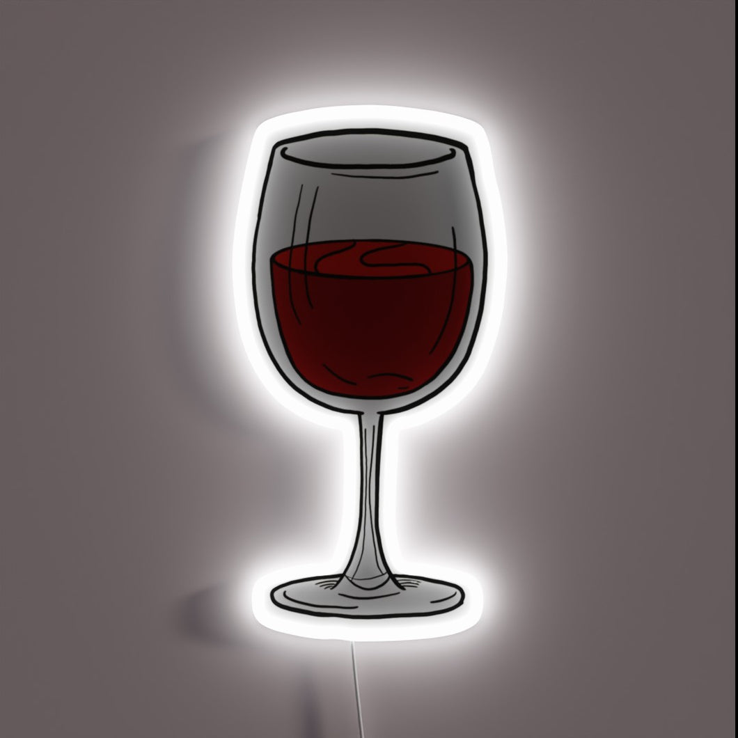 Boldly illuminated wine glass decor in vibrant red and blue glow