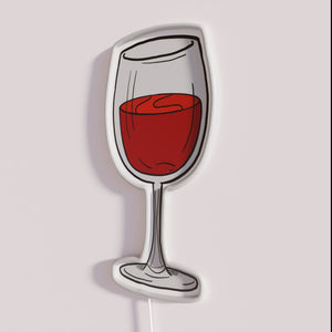 RGB Neon Bar Decor Red Wine Glass Wall Sign Accents