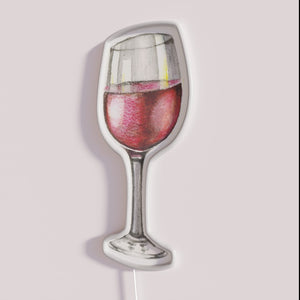 Vibrant red wine bar decor neon sign with color changing effects.
