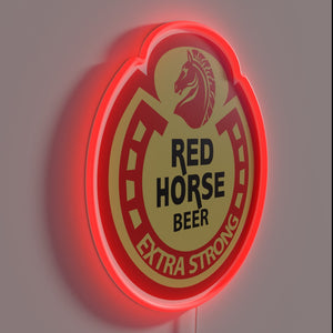 Neon sign for Redhorse Philippines beer in vibrant RGB colors.