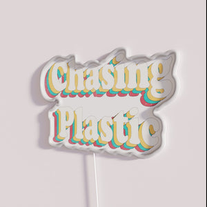 Vibrant retro style plastic chasing LED neon sign with colorful display.