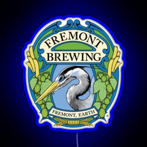 Retro Fremont Brewing Company Beer RGB neon sign blue