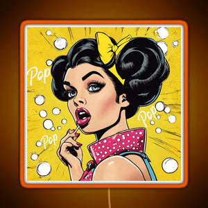 Retro Pop Art Beauty Illustration RGB neon sign orange