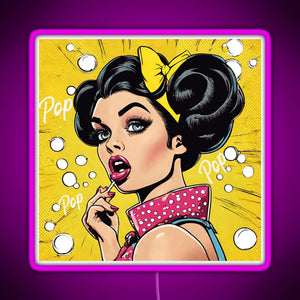 Retro Pop Art Beauty Illustration RGB neon sign  pink