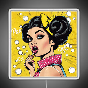 Retro Pop Art Beauty Illustration RGB neon sign white 