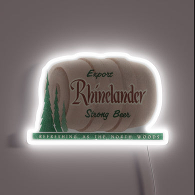 Vintage retrofuturistic RGB neon sign advertising defunct Rhinelander Beer brewery