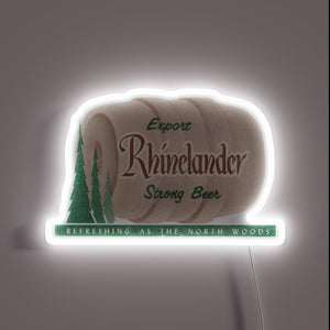 Vintage retrofuturistic RGB neon sign advertising defunct Rhinelander Beer brewery