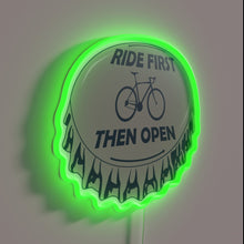 Charger l&#39;image dans la galerie, Ride First Safety Reminder Sign in Bright Neon RGB Lighting
