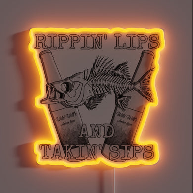 Eye-catching RGB Neon Sign with Rippin Lips Customizable Artwork Display.