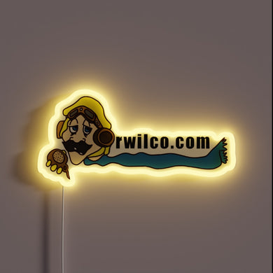 Neon-inspired desktop RGB sign featuring iconic Roger Wilco cartoon character