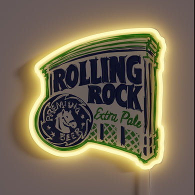 Rolling Rock beer neon sign.
