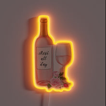 Charger l&#39;image dans la galerie, Rosé wine bottle and glass neon sign.