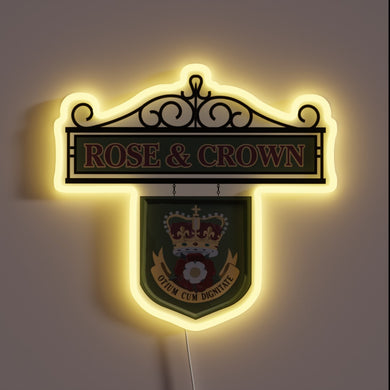 Vibrant LED glow illuminates iconic pub branding in bold colors