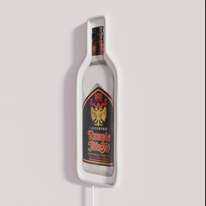 Vibrant LED glow of iconic Rumple Minze brand identity artwork