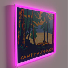 Charger l&#39;image dans la galerie, Exclusive Camp Half Blood inspired rustic wood art neon sign