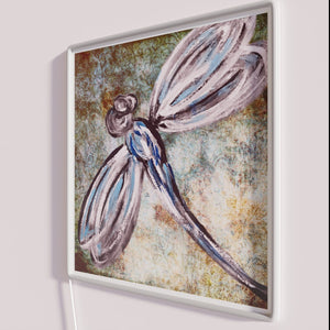 Vibrant Rustic Handcrafted Dragonfly Neon Sign with Color-Changing RGB Lighting