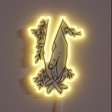 Charger l&#39;image dans la galerie, Vibrant rustic floral design illuminated in colorful RGB neon glow.