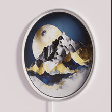 Charger l&#39;image dans la galerie, Rustic mountain landscape illuminated by vibrant metallic RGB neon glow