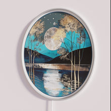 Charger l&#39;image dans la galerie, Stunning rustic teal moonlit lake ambiance with vibrant LED lighting