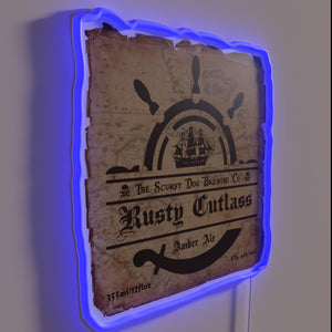 RGB neon sign featuring a vintage beer label design.