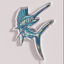 Charger l&#39;image dans la galerie, Neon sailfish fishing decor with vibrant RGB illuminated signage