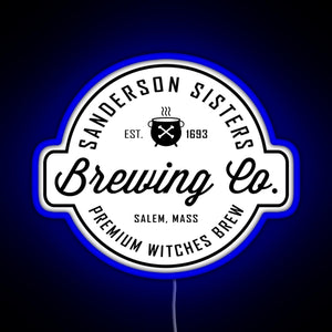 Sanderson Sisters Brewing Co Halloween Hocus Pocus RGB neon sign blue