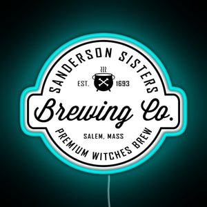 Sanderson Sisters Brewing Co Halloween Hocus Pocus RGB neon sign lightblue 