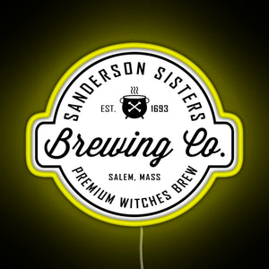 Sanderson Sisters Brewing Co Halloween Hocus Pocus RGB neon sign yellow