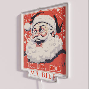 Vibrant RGB Neon Sign Depicting Santa Claus's Refreshment Needs Clearly