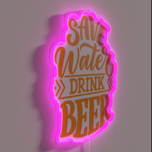 Charger l&#39;image dans la galerie, Colorful neon sign encourages water conservation with beer appreciation message