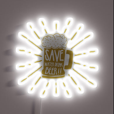 Colorful RGB LED sign promoting eco-friendly beer and water choice