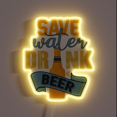 Water Conservation Message in Bold RGB Neon Sign Design