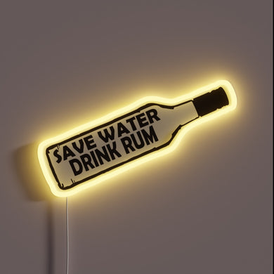 Vintage inspired neon bar decor, save water drink responsibly always