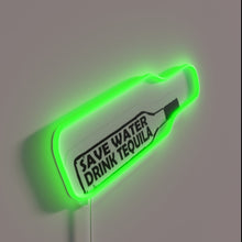 Charger l&#39;image dans la galerie, Quirky barware decor sign with &#39;Save Water Drink Tequila&#39; in neon.