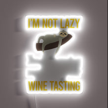 Charger l&#39;image dans la galerie, Vibrant RGB LED sign illuminates wine tasting with energy efficiency message.